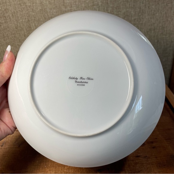 Celebrity Nocturne 2 coupe soup bowls white silver floral fine china dinnerware - Picture 5 of 8